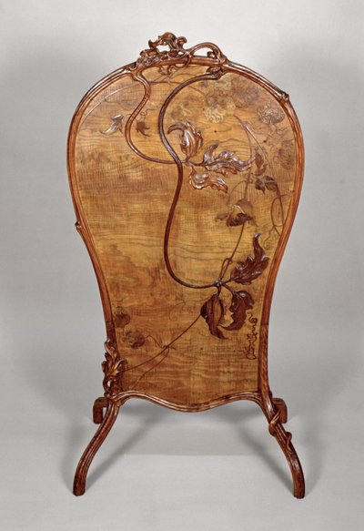 Écran de cheminée avec marqueterie de divers bois, 1900 - Emile Galle